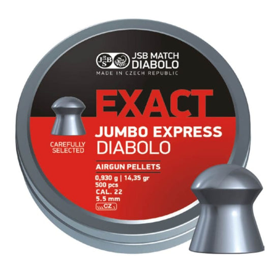 JSB Diabolo Exact Jumbo Express 5.52mm .22 Cal 14.35 Grain Airgun Pellets