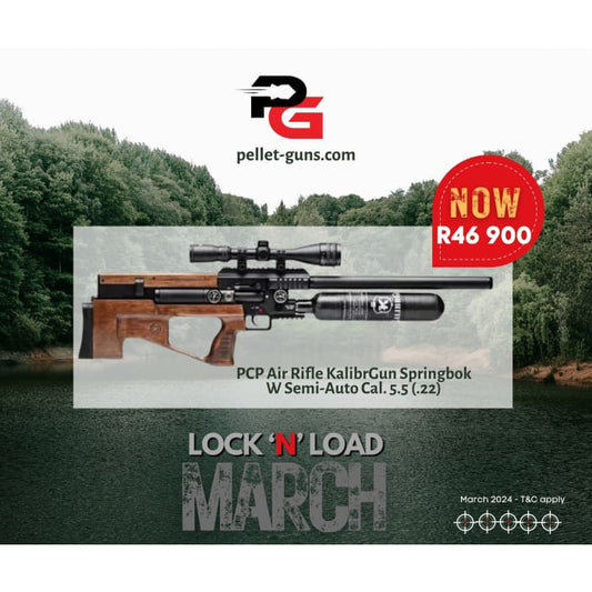 LOCK ‘N’ LOAD MARCH PCP Air Rifle KalibrGun Springbok W