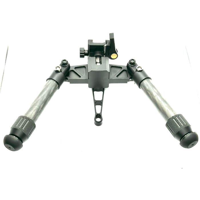 Wide-stance carbon fibre bipod with spike feet included -