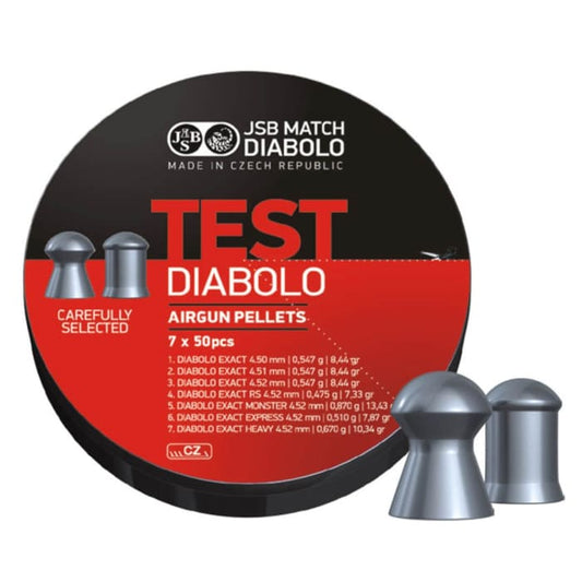 JSB Diabolo Test Packs 4.5mm .177 Cal Airgun Pellets, 350 pc
