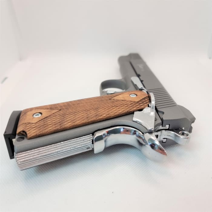 Kuzey 911 Blank Firing Signal Gun - smoked with wooden Grip