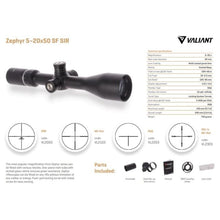 Load image into Gallery viewer, SCOPE - VALIANT ZEPHYR VL2303 5-20X50 SF SIR 1/2 MIL DOT - 
